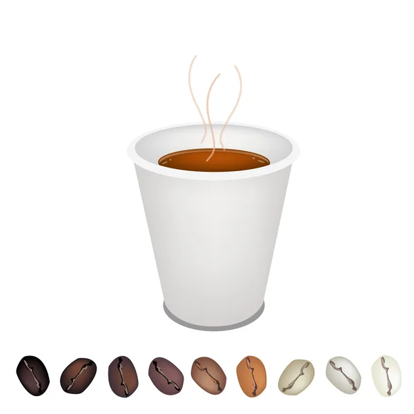 Satır altında bir tek fincan kahve fasulye — Stok Vektör