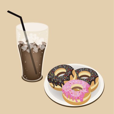 ile sırlı donuts lezzetli bir buzlu kahve