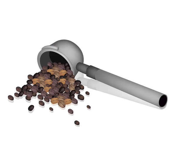 Kahve makinesi kahve çekirdeği ile için filtre tutucu — Stok Vektör