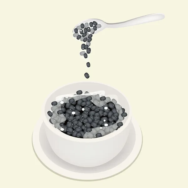 Dessert sucré aux haricots noirs avec lait de coco — Image vectorielle