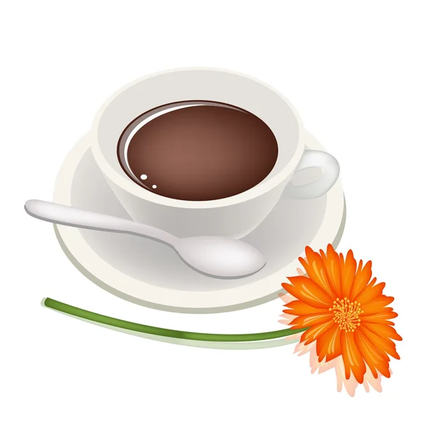 En kopp varmt kaffe och daisy blomma — Stock vektor