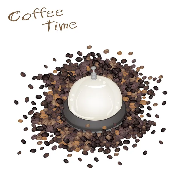 En tjänst klocka med rostade kaffebönor — Stock vektor