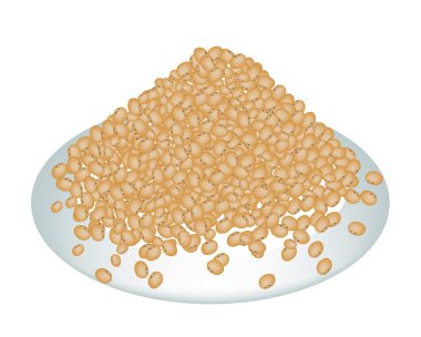 bir sürü beyaz tabakta ki soya fasulyesi