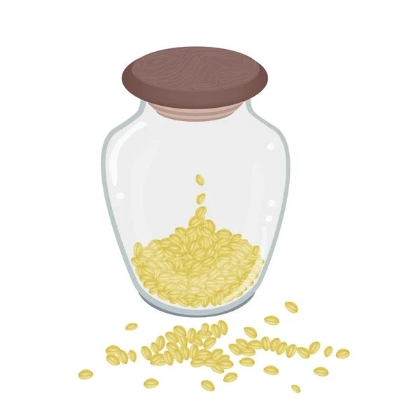 A Lot of Split Peas in Glass Bottle — Stock Vector