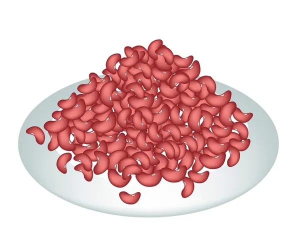 A Lot of Kidney Bean on White Plate — Stock Vector