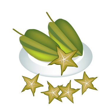 bir tabak lezzetli taze yeşil carambolas