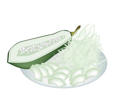 bir tabak taze papaya beyaz zemin üzerine izole