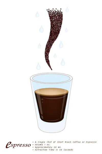 Café expresso simple dans un verre de tir — Image vectorielle