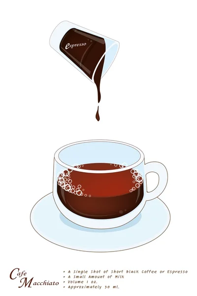 Una taza de Café Macchiato o Caffe Macchiato — Vector de stock