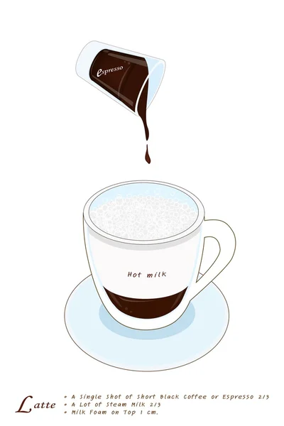 Eine Tasse Latte Coffee auf weißem Hintergrund — Stockvektor