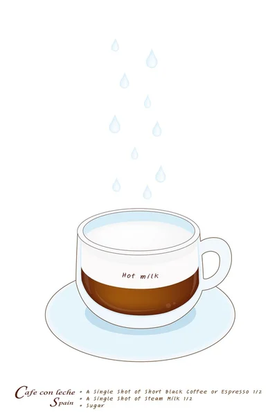 Une tasse de café con Leche sur fond blanc — Image vectorielle