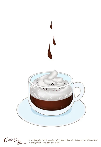 Una taza de Espresso con panna con crema batida — Vector de stock