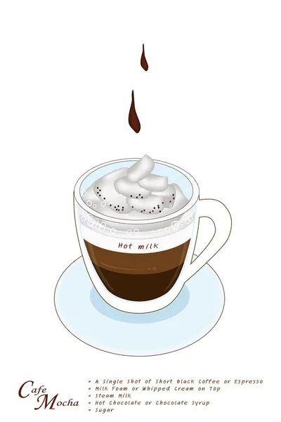 Una taza de café Mocha o Caffe Mocha — Vector de stock