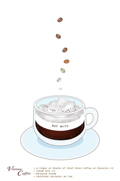 Une tasse de café de Vienne avec crème fouettée — Image vectorielle