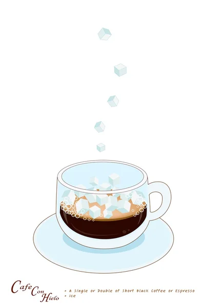 Eine Tasse Kaffee con hieto mit Eis — Stockvektor