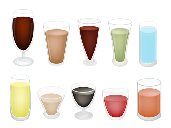 Un ensemble de boissons rafraîchissantes sucrées en verre — Image vectorielle