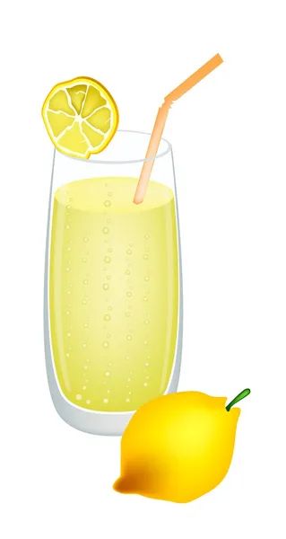 Verre de jus de citron et de citrons frais — Image vectorielle