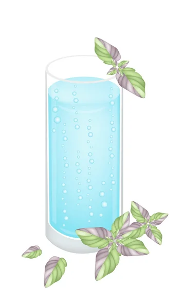 A Glass of Blue Drink with Ice Cubes — Stock Vector