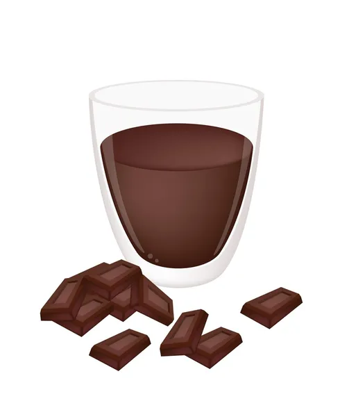 Una tazza di cioccolata calda con cioccolato — Vettoriale Stock