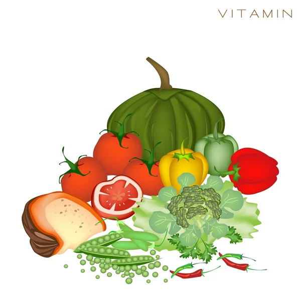 Gezondheid en voeding voordelen van vitamine voedingsmiddelen — Stockvector
