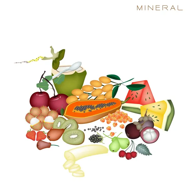 Health and Nutrition Benefits of Mineral Foods — Stock Vector