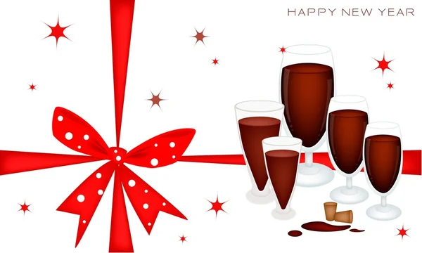 Cartão de presente de ano novo com jantar de vinho — Vetor de Stock