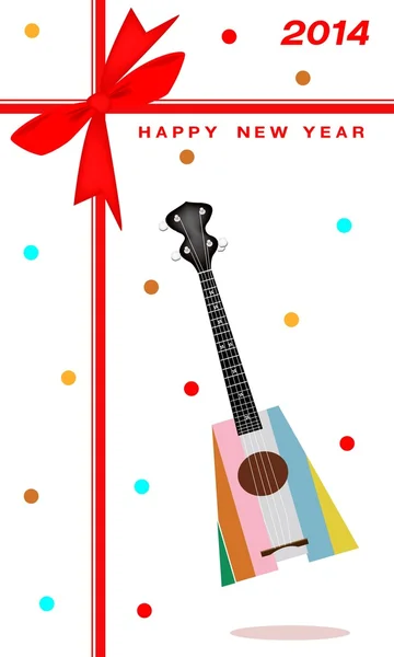 2014 New Year Gift Card of An Ukulele Guitar — Stock Vector