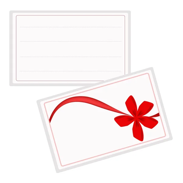 Carte cadeau blanche avec beau ruban rouge — Image vectorielle