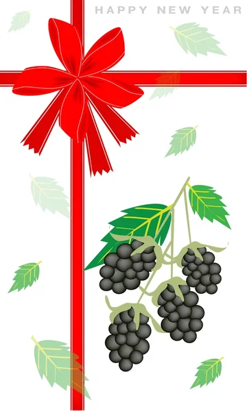 Neujahrsgeschenkkarte mit frischen Brombeeren — Stockvektor