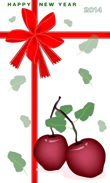 Nieuwjaar Geschenkenkaart met verse apple — Stockvector