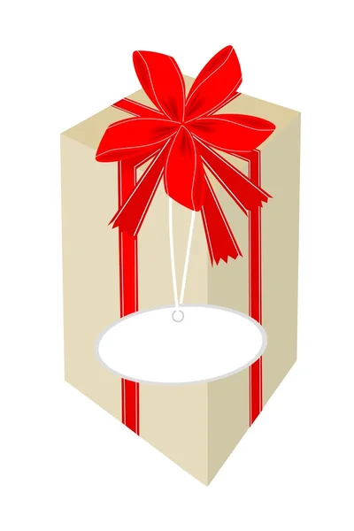 Tall Gift Box with Red Ribbon — Stock Vector