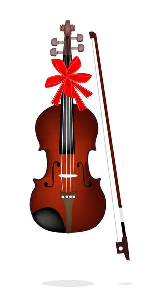 Bellissimo violino marrone su sfondo bianco — Vettoriale Stock