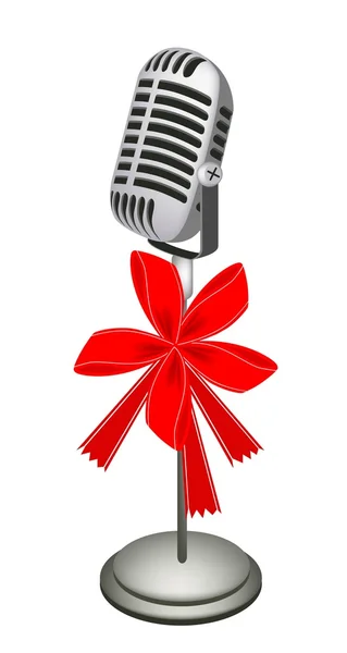 Hermoso soporte de micrófono retro con cinta roja — Archivo Imágenes Vectoriales