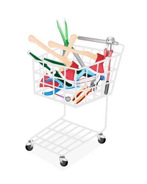 Various Craft Tools in A Shopping Cart — Stock Vector