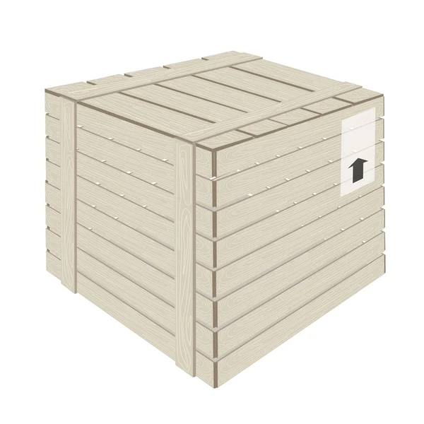 En trä cargo box på vit bakgrund — Stock vektor