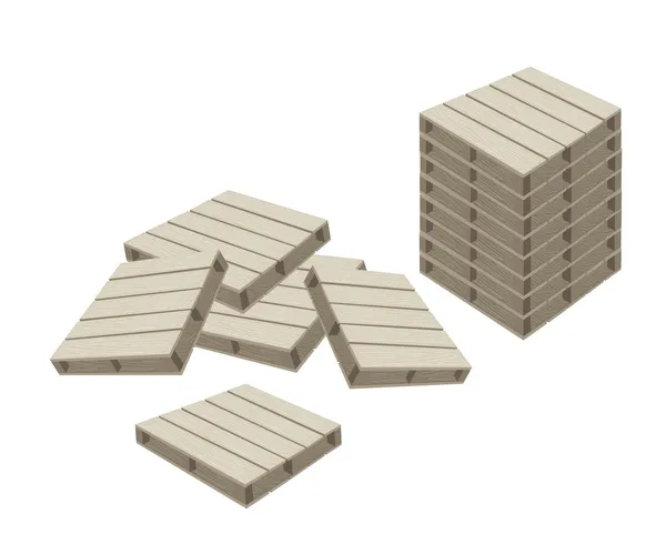 Grupa palet drewnianych na białym tle — Wektor stockowy