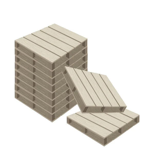 Uma pilha de paletes de madeira em fundo branco — Vetor de Stock