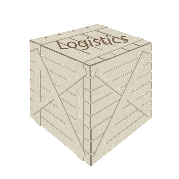 Dřevěný nákladní box pro dopravu a logistiku — Stockový vektor