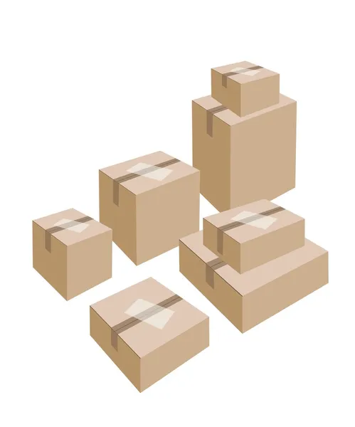 A Stack of Cardboard Boxes with White Labels — Stock Vector