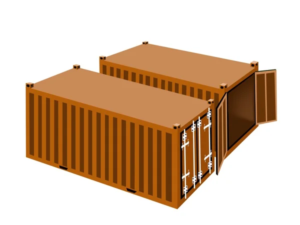 Two Orange Cargo Containers on White Background — Stock Vector