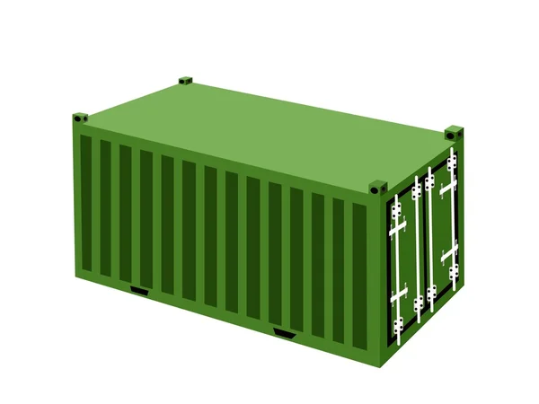 A Green Cargo Container on White Background — Stock Vector