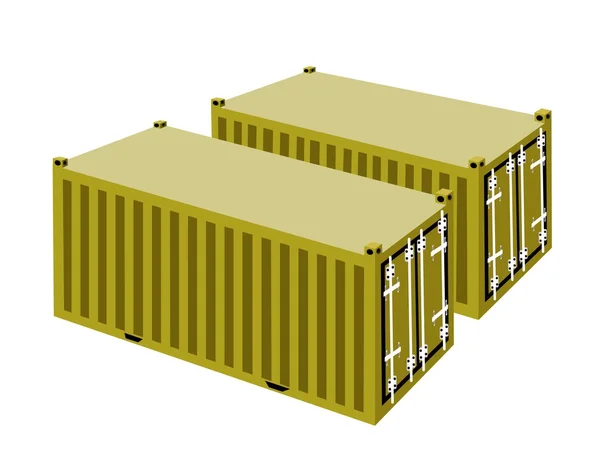 Due contenitori da carico gialli su sfondo bianco — Vettoriale Stock