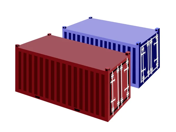 Dvě nádoby nákladní kontejner na bílém pozadí — Stockový vektor
