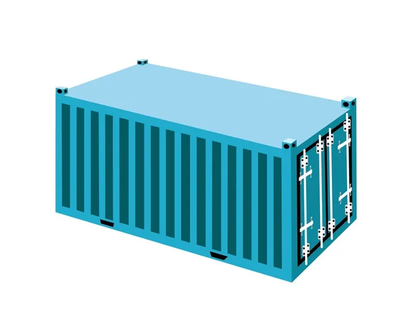 En ljus blå container last container på vit bakgrund — Stock vektor