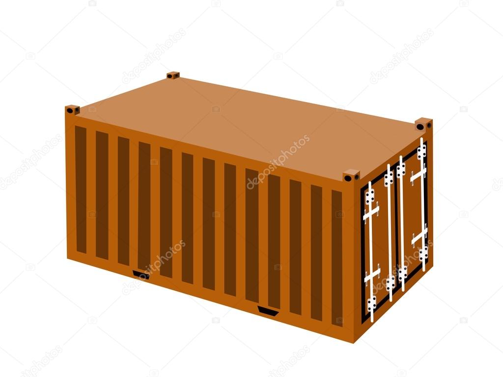 Orange Cargo Containers on A White Background