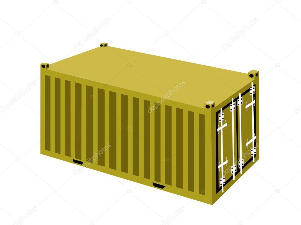 A Yellow Cargo Containers on White Background