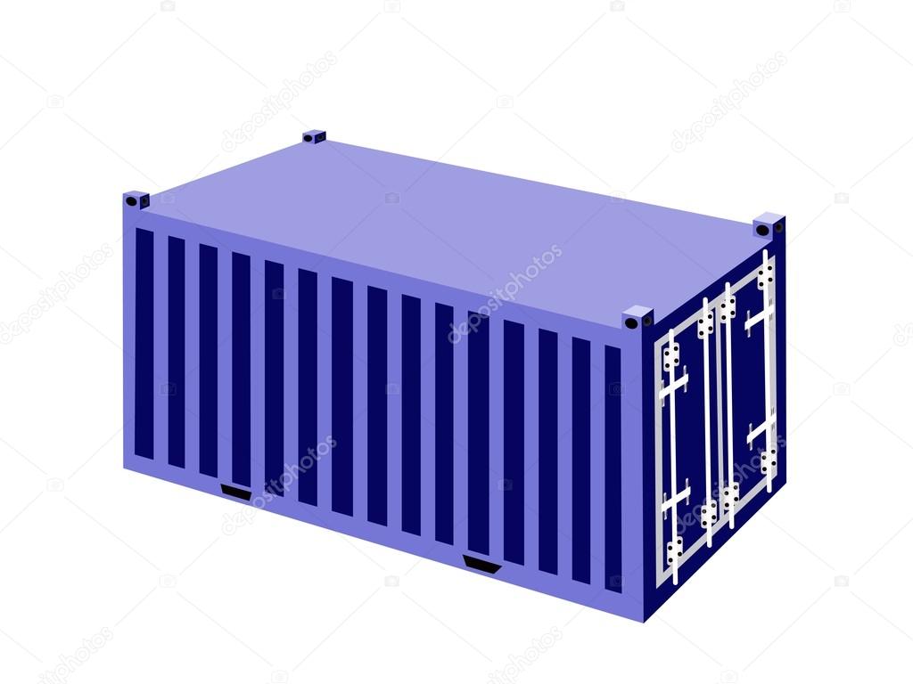 A Blue Container Cargo Container on White Background