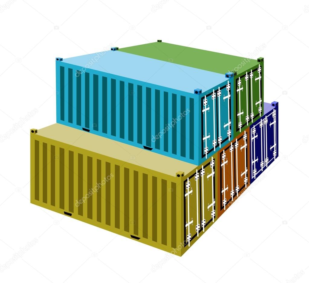 A Group of Cargo Containers on White Background