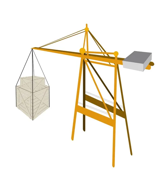 クレーンで掲揚されて 2 つの梱包箱 — ストックベクタ