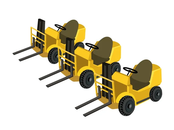 Caminhão de empilhadeira industrial de três potências em fundo branco —  Vetores de Stock